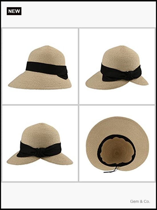 Straw Sun Hat Wide Brim Foldable Panama Roll Up Fedora UPF50+ main image 4